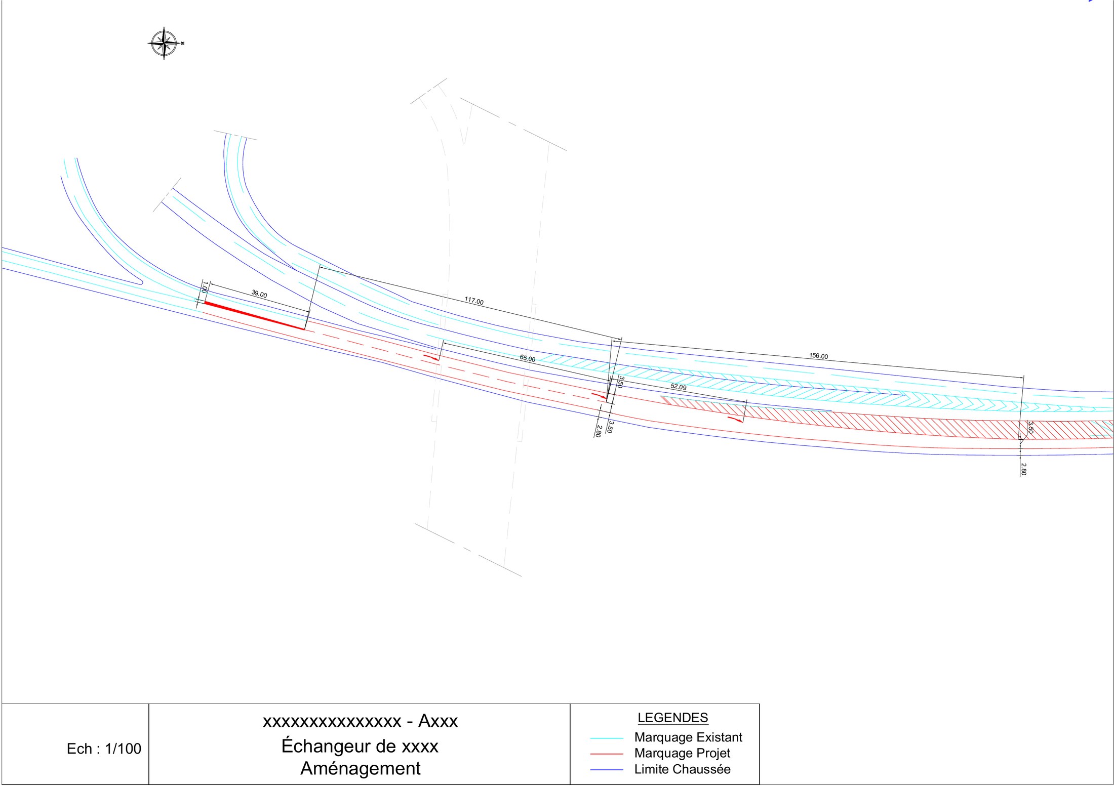 Étude d'aménagement d'un échangeur routier réalisée sous DWG